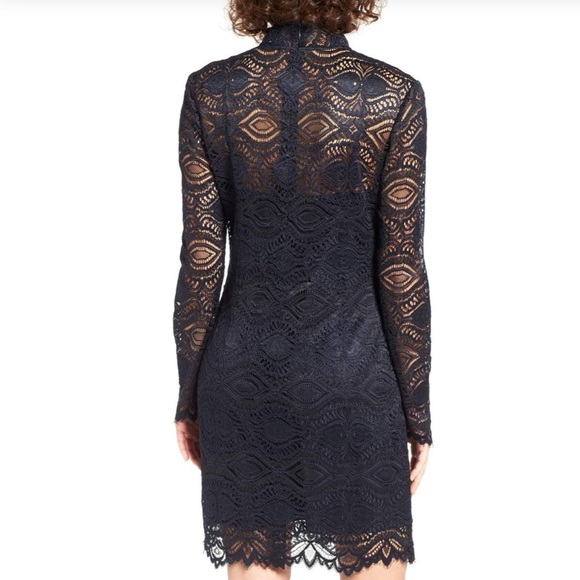 NWT Sz S WAYF Deep Blue Lace Long Sleeve Dress - Picture 6 of 6